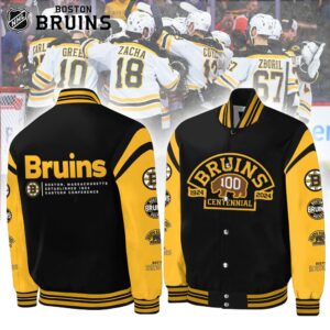 Boston Bruins Celebrating 100 Years Of Boston Bruins Hockey 3D Baseball Jacket BB010324LNQ28TTT - livanniestore Store