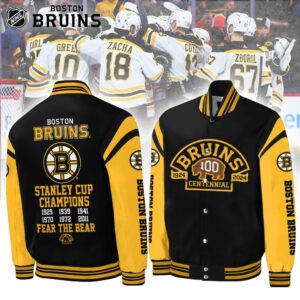 Boston Bruins Celebrating 100 Years Of Boston Bruins Hockey 3D Baseball Jacket BB040324LNQ1TTT - livanniestore Store