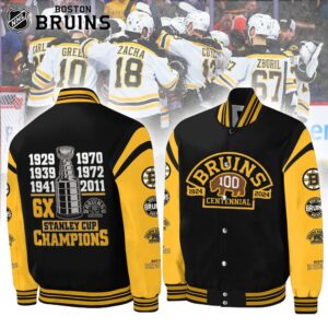 Boston Bruins Celebrating 100 Years Of Boston Bruins Hockey 3D Baseball Jacket BB060324LNQ11TTT - livanniestore Store