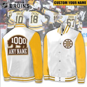 Boston Bruins Brad Marchand Custom Name Baseball Jacket BB070324LNQ14VKH - livanniestore Store