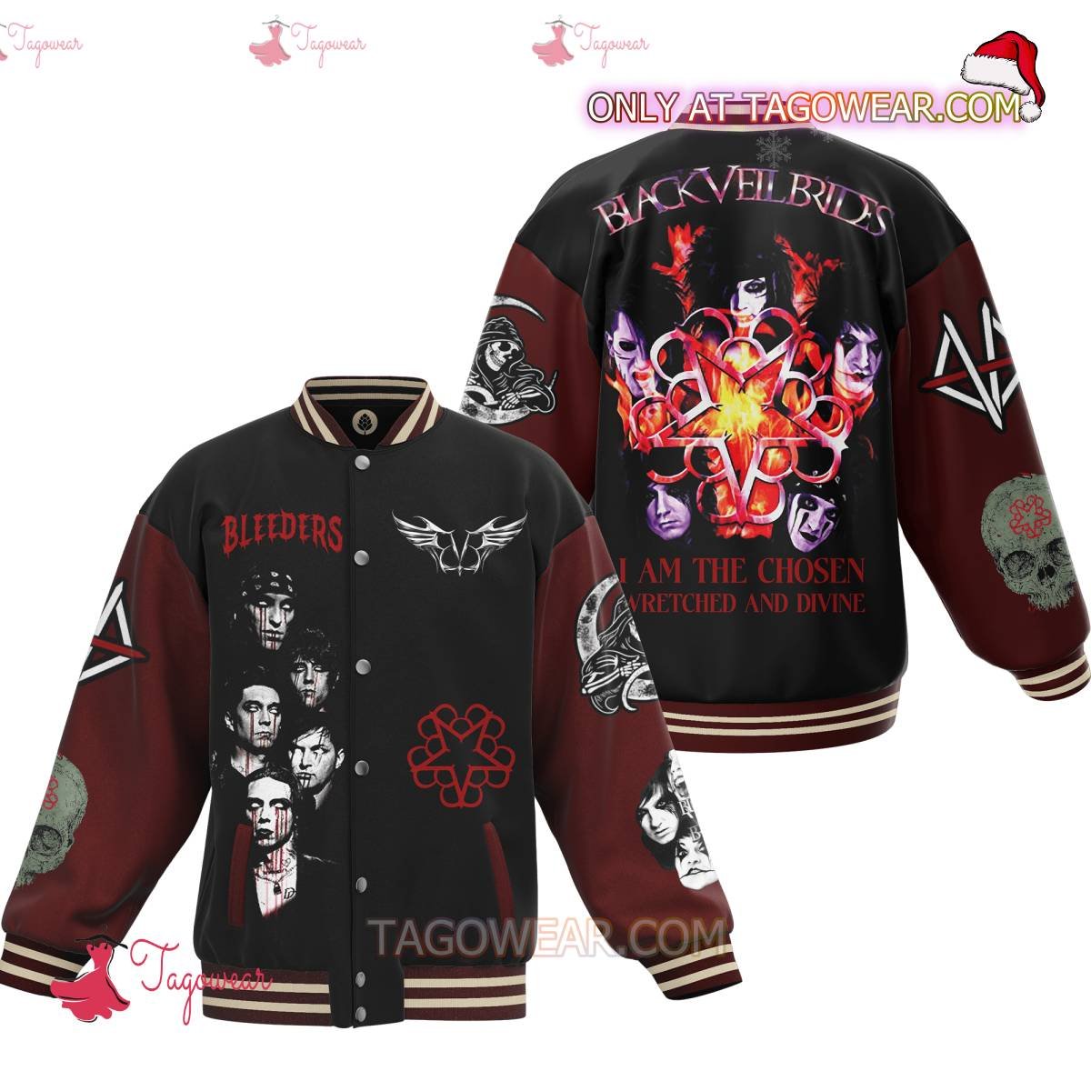Black Veil Brides I Am The Chosen Wretched And Divine Baseball Jacket - livanniestore Store