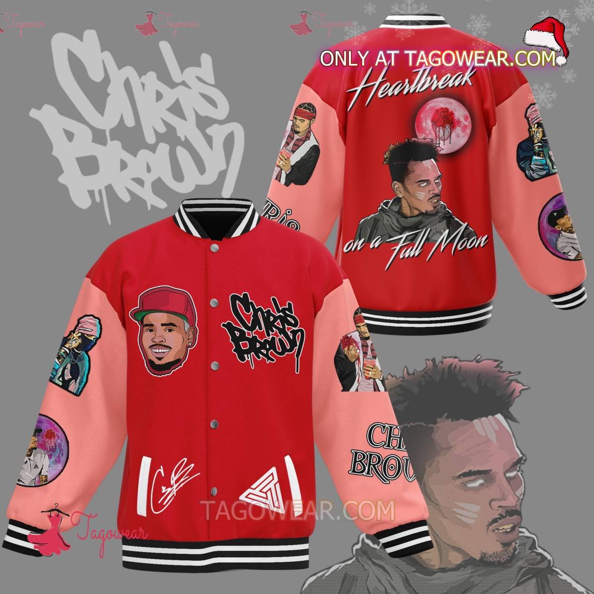 Chris Brown Heartbreak On A Full Moon Baseball Jacket - livanniestore Store