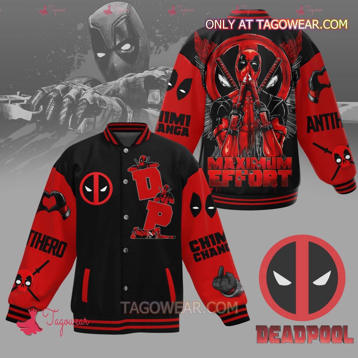 Deadpool Maximum Effort Baseball Jacket - livanniestore Store
