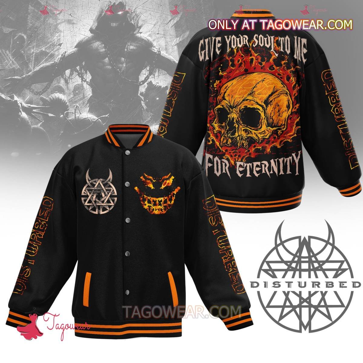 Disturbed Give Your Soul To Me For Eternity Baseball Jacket - livanniestore Store
