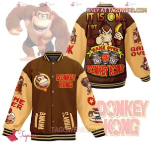 Donkey Kong It Is On Like Game Over Donkey Kong Baseball Jacket - livanniestore Store
