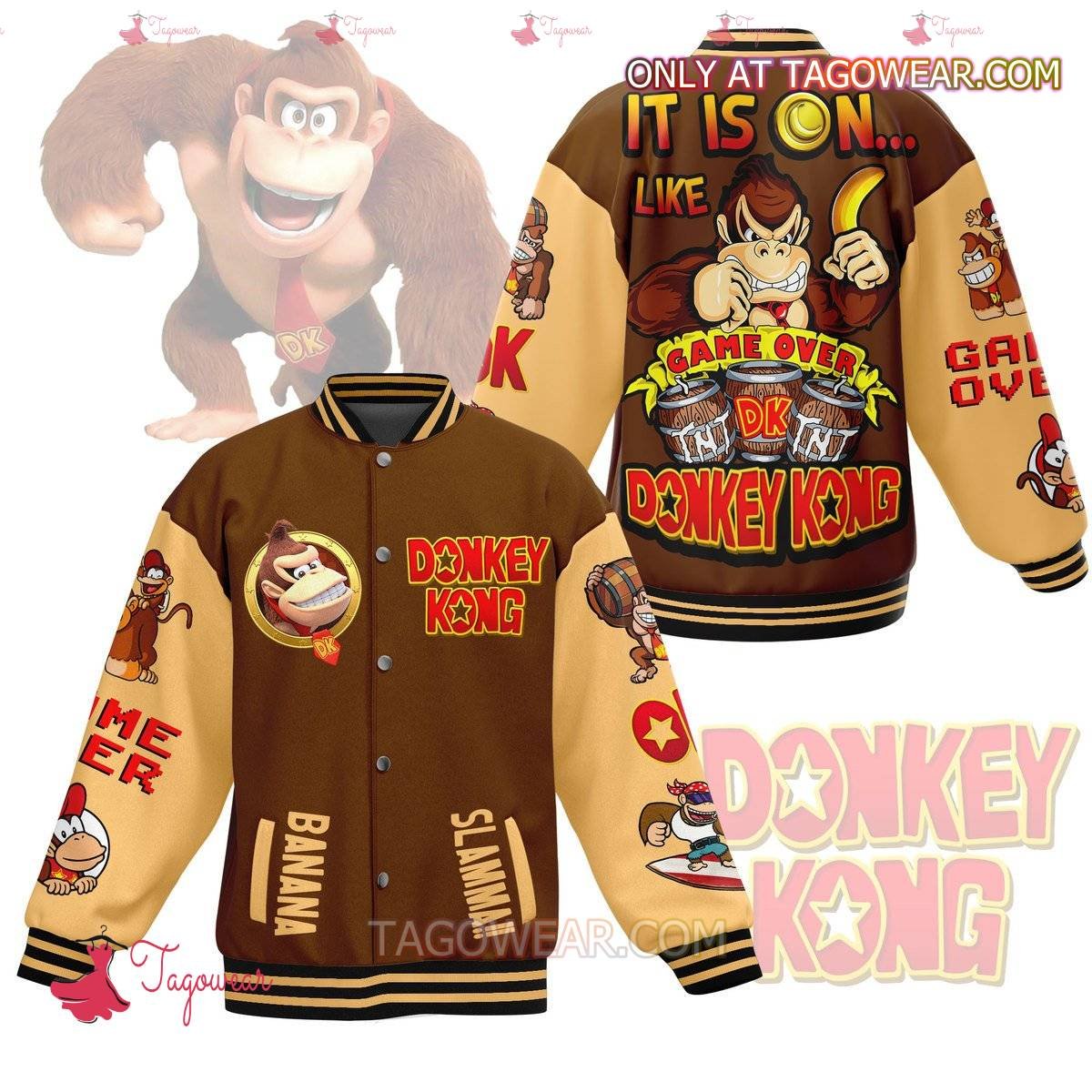 Donkey Kong It Is On Like Game Over Donkey Kong Baseball Jacket - livanniestore Store