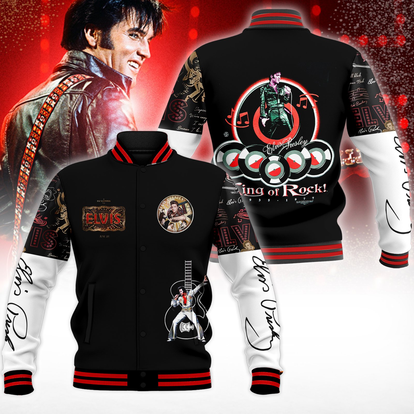 Elvis Presley Baseball Jacket EP190224DHN8DKD - livanniestore Store