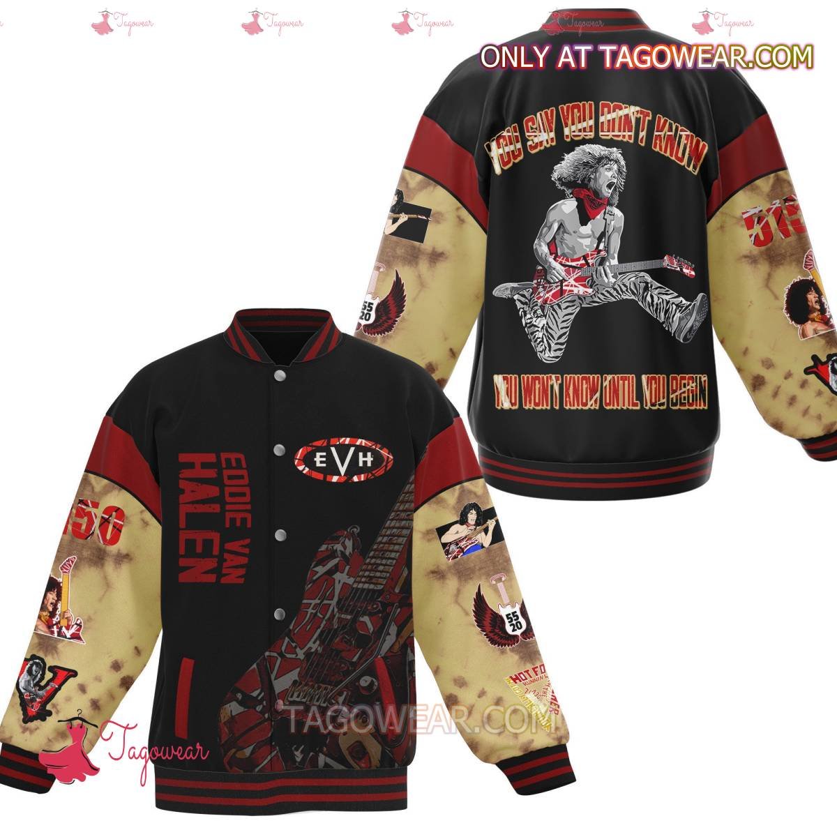 Eddie Van Halen You Say You Don't Know You Won't Know Until You Begin Baseball Jacket - livanniestore Store