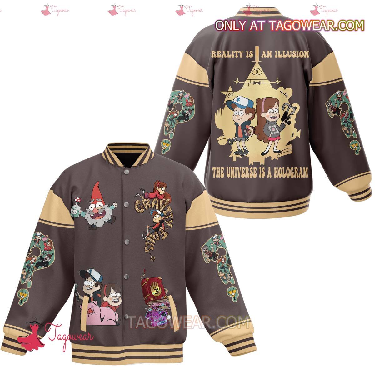 Gravity Falls Reality Is An Illusion The Universe Is A Hologram Baseball Jacket - livanniestore Store