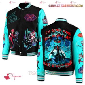 Hazbin Hotel I'm Gonna Make You Wish That You'd Stayed Gone Baseball Jacket - livanniestore Store
