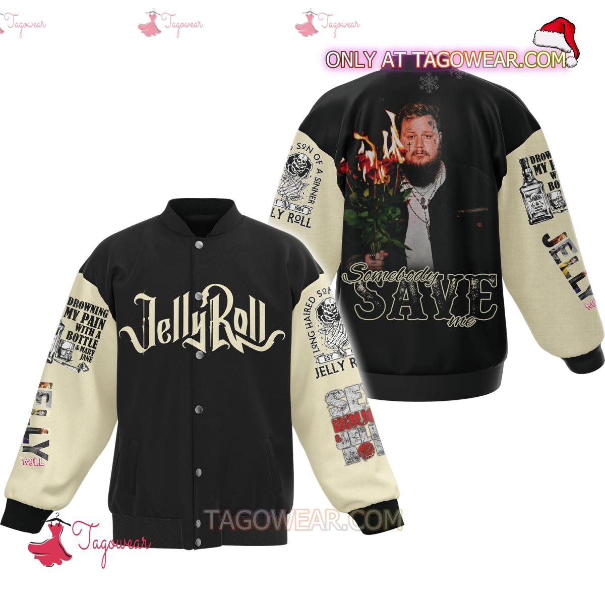 Jelly Roll Somebody Save Me Baseball Jacket - livanniestore Store