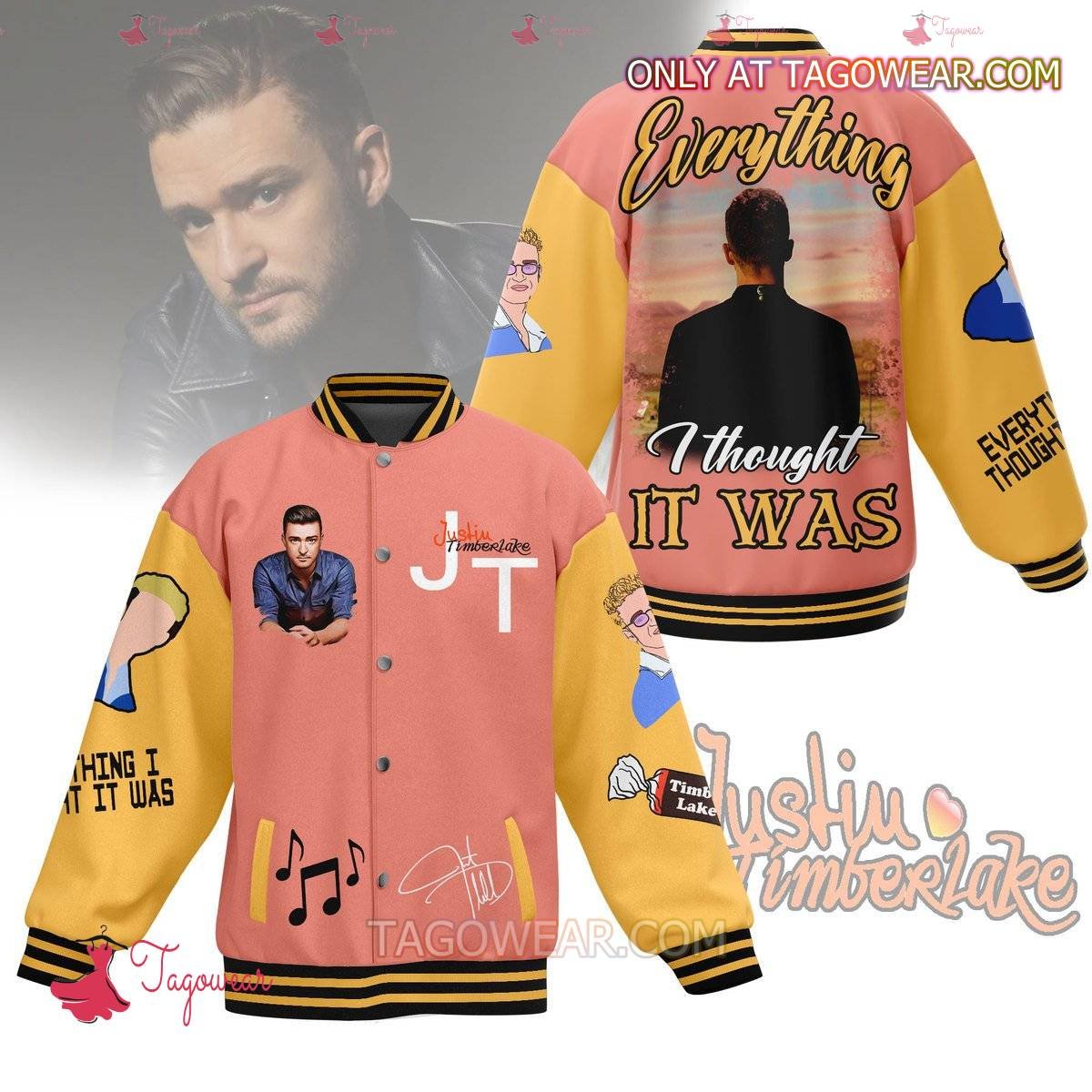 Justin Timberlake Everything I Thought It Was Baseball Jacket - livanniestore Store