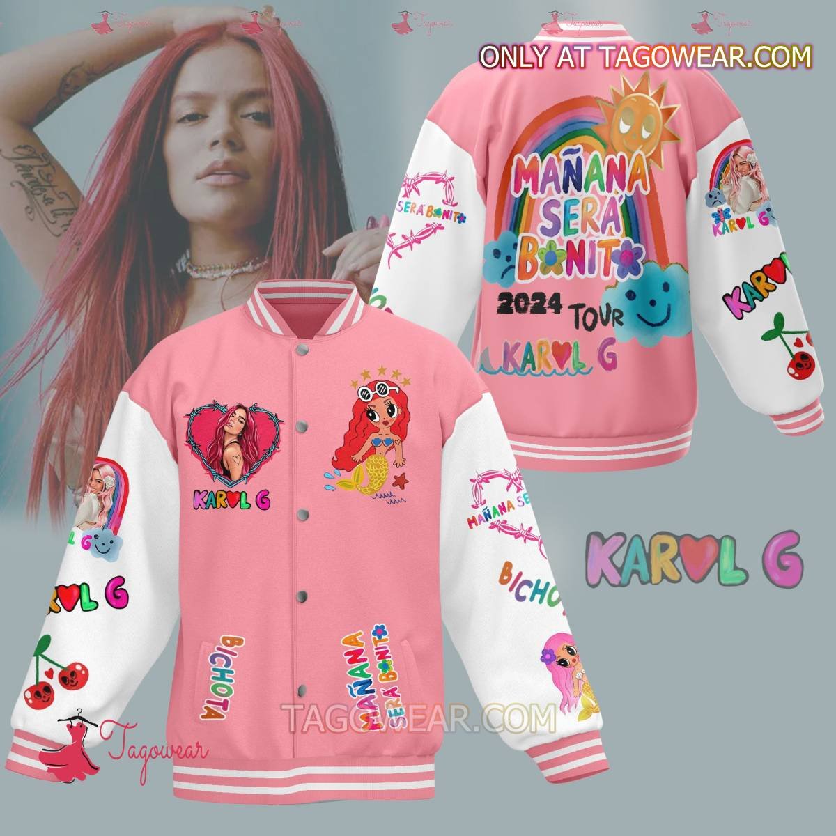 Karol G Manana Sera Bonito 2024 Tour Baseball Jacket - livanniestore Store