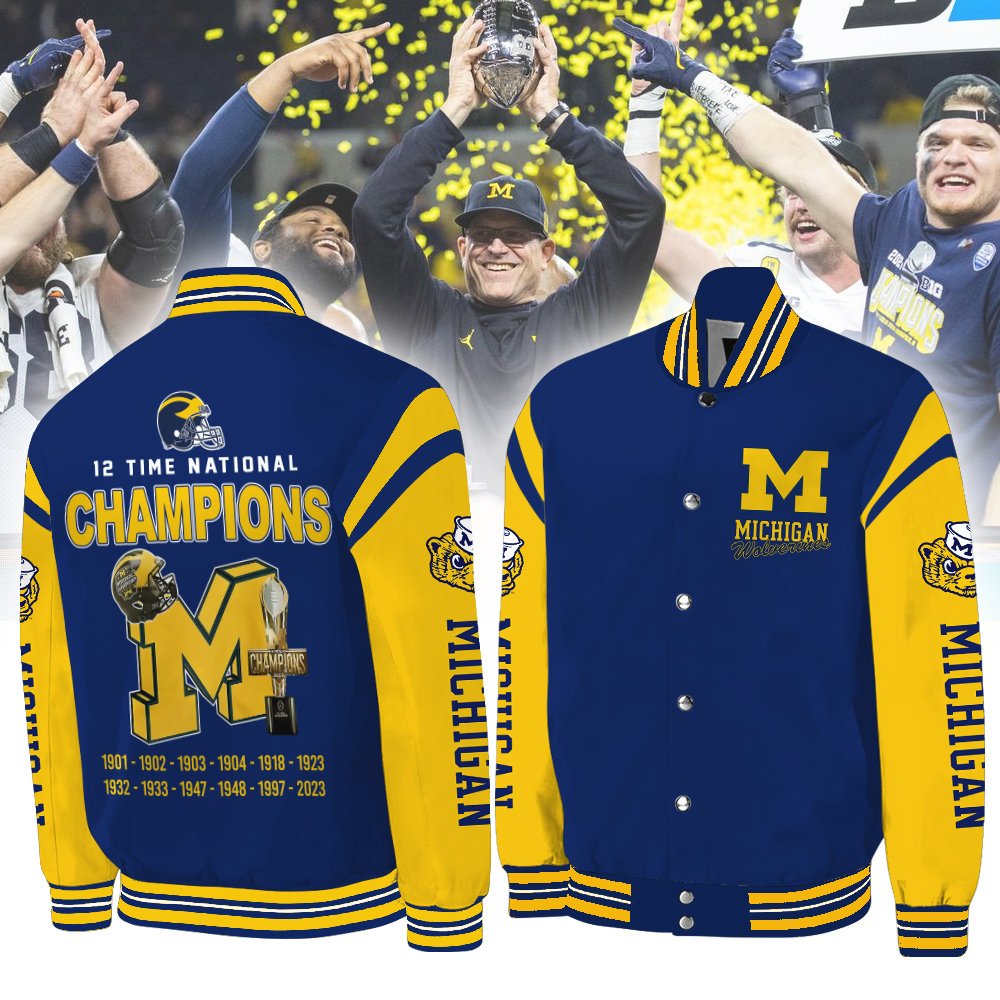 Michigan Wolverines National Champions Football Baseball Jacket MW060324LNQ1TTT - livanniestore Store