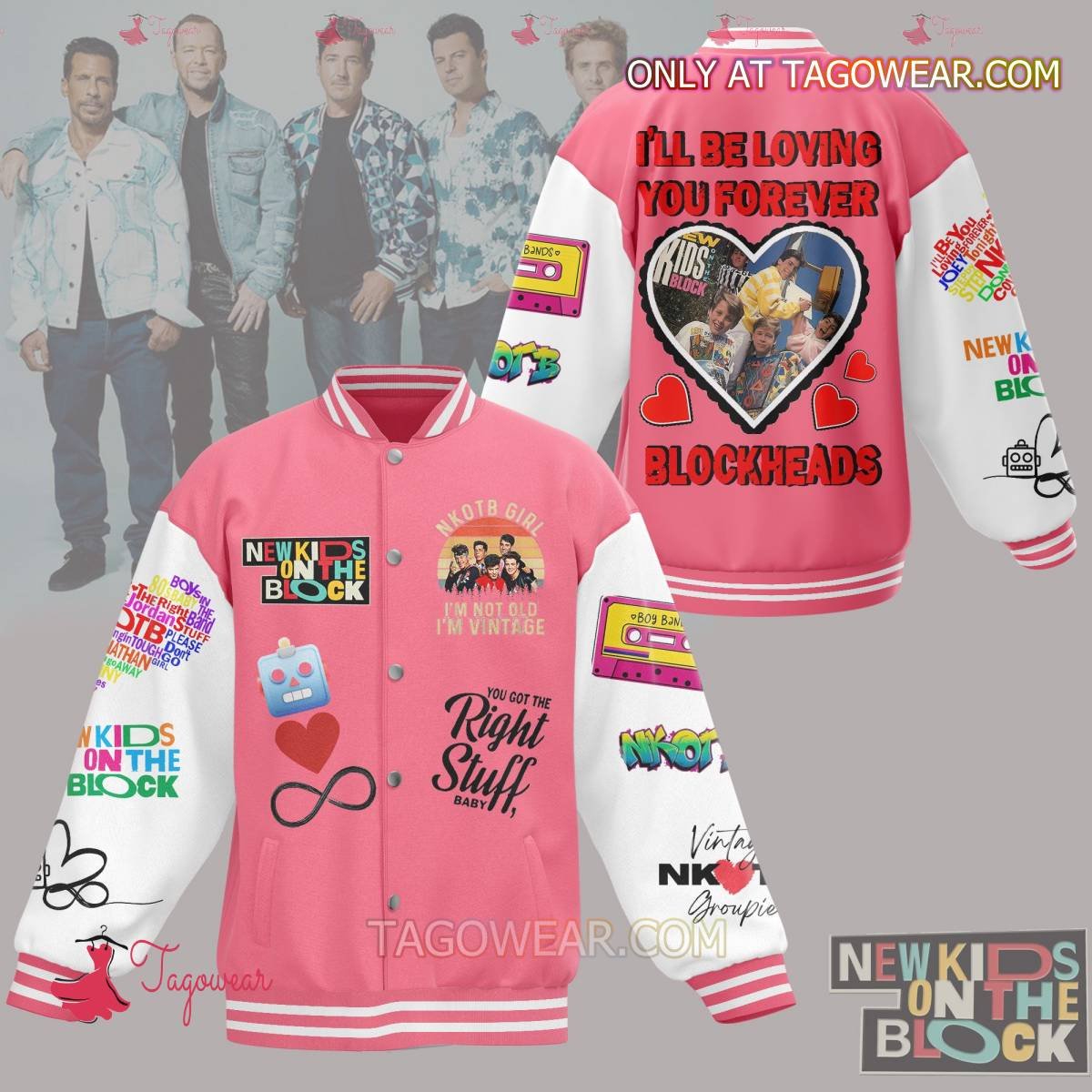 New Kids On The Block I'll Be Loving You Forever Blockheads Baseball Jacket - livanniestore Store