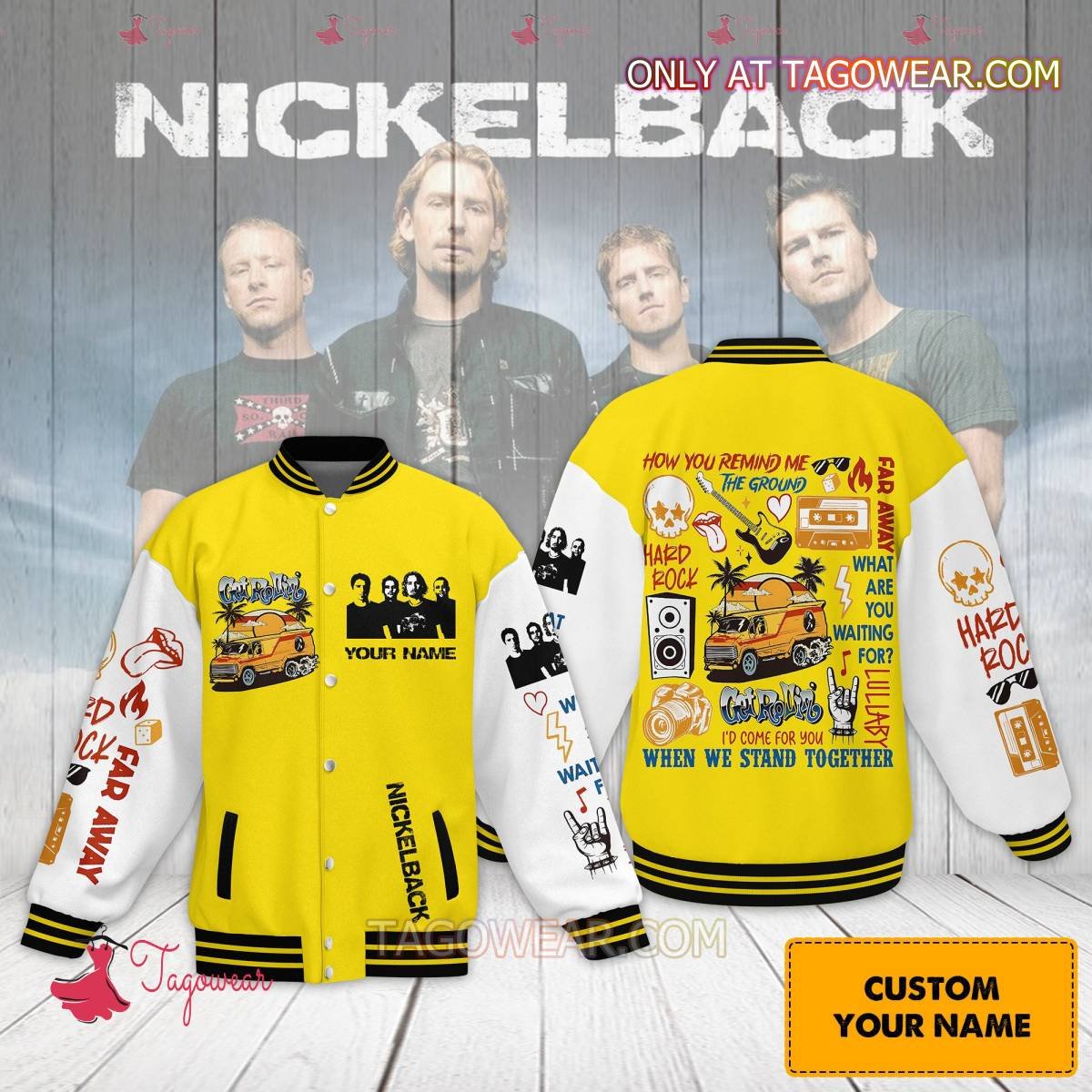 Nickelback Get Rollin' Personalized Baseball Jacket - livanniestore Store
