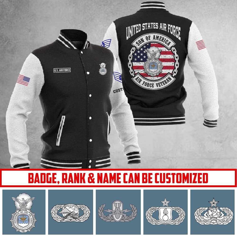 Customized USAF Skill Badges Baseball Jacket #P7383 ? Baseball Jacket - livanniestore Store