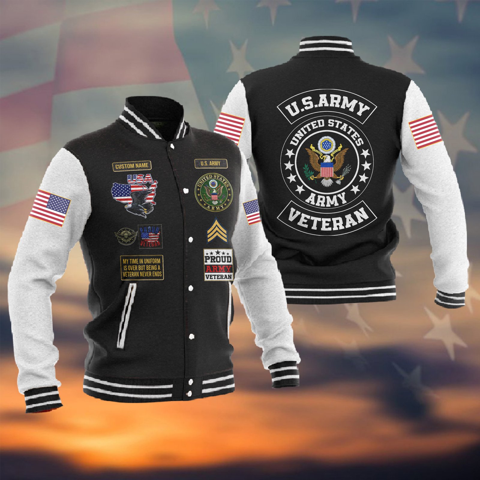Customized US Army Veteran Jacket #P8286 ? Baseball Jacket - livanniestore Store