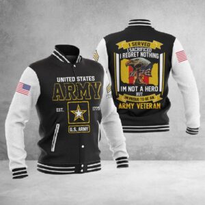 I Served, I Sacrificed, I Regret Nothing, I?m Not A Hero But I?m Proud To Be A Veteran #2044 ? Baseball Jacket - livanniestore Store