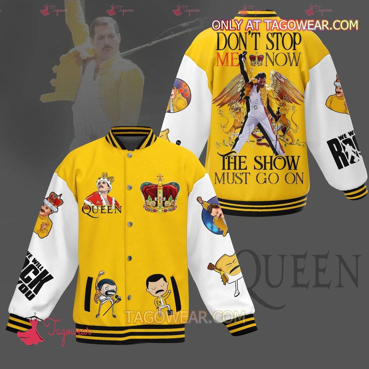 Queen Don't Stop Me Now The Show Must Go On Baseball Jacket - livanniestore Store