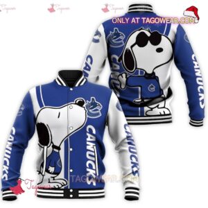 Snoopy Vancouver Canucks Baseball Jacket - livanniestore Store