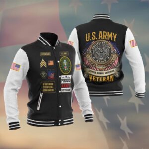 Customized U.S Veteran Proudly Served #T0940 ? Baseball Jacket - livanniestore Store