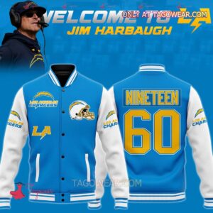 Welcome To Los Angeles Chargers Jim Harbaugh Nineteen 60 Baseball Jacket - livanniestore Store