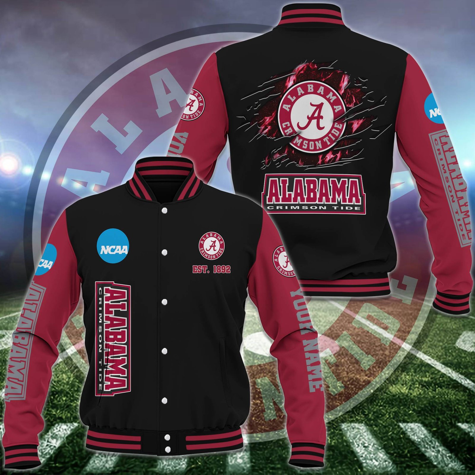 Alabama Crimson Tide Baseball Jacket Custom Your Name, Sport Jacket, FootBall Fan Gifts EHIVM-52713 - livanniestore Store