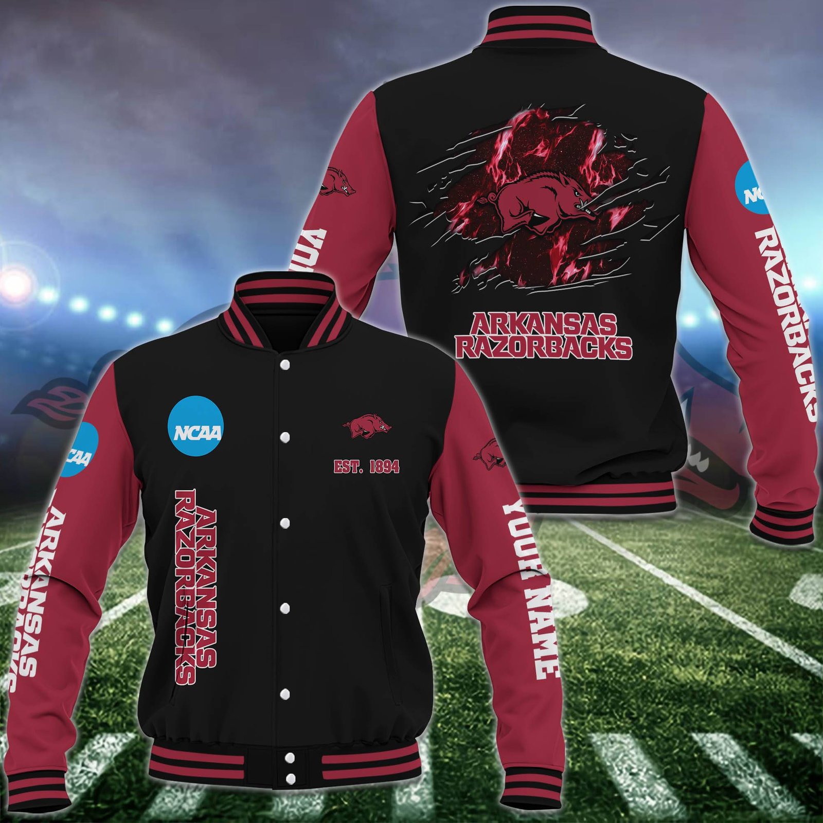 Arkansas Razorbacks Baseball Jacket Custom Your Name, Sport Jacket, FootBall Fan Gifts EHIVM-52713 - livanniestore Store