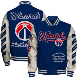 NBA Washington Wizards OW Basketball Varsity Jacket, Baseball Jacket - livanniestore Store