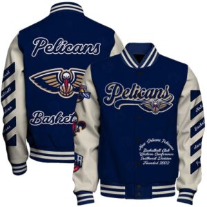 NBA New Orleans Pelicans OW Basketball Varsity Jacket, Baseball Jacket - livanniestore Store