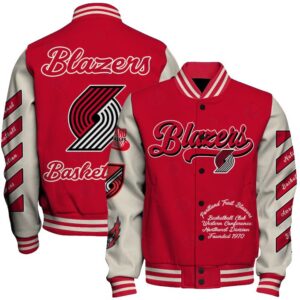 NBA Portland Trail Blazers OW Basketball Varsity Jacket, Baseball Jacket - livanniestore Store
