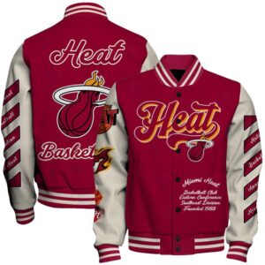 NBA Miami Heat OW Basketball Varsity Jacket, Baseball Jacket - livanniestore Store