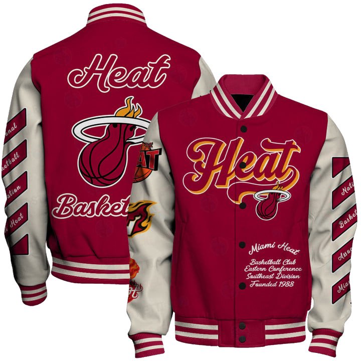 NBA Miami Heat OW Basketball Varsity Jacket, Baseball Jacket - livanniestore Store