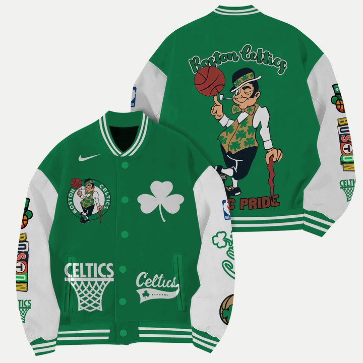 NBA Boston Celtics Mascot Varsity Jacket, Baseball Jacket - livanniestore Store