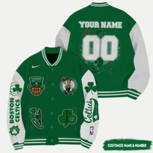 NBA Boston Celtics Name Number Varsity Jacket, Baseball Jacket - livanniestore Store