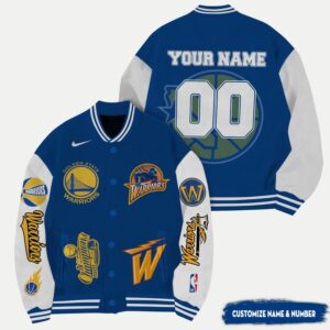 NBA Golden State Warriors Name Number Varsity Jacket, Baseball Jacket - livanniestore Store
