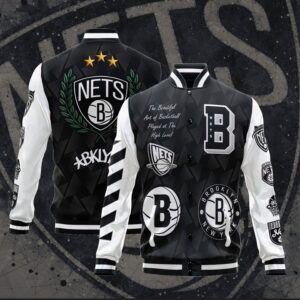 NBA Brooklyn Nets Varsity Jacket, Baseball Jacket V1 - livanniestore Store