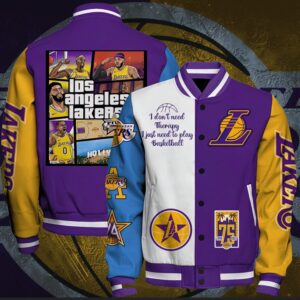 NBA Los Angeles Lakers Varsity Jacket, Baseball Jacket - livanniestore Store