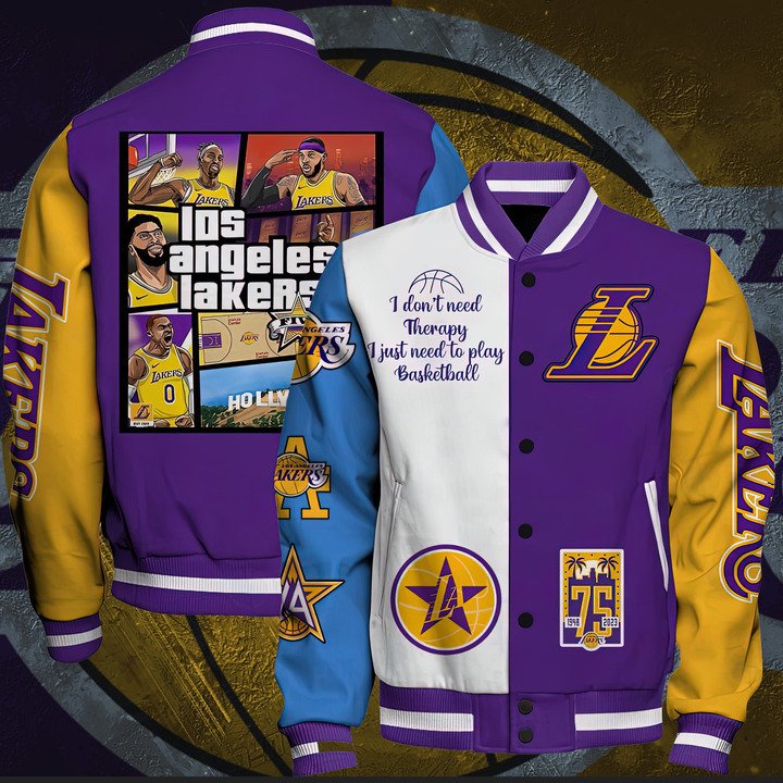 NBA Los Angeles Lakers Varsity Jacket, Baseball Jacket - livanniestore Store