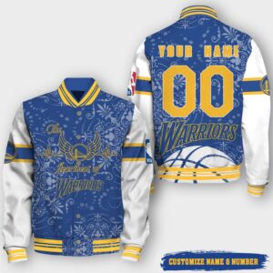 NBA Golden State Warriors Premium Name Number Varsity Jacket, Baseball Jacket - livanniestore Store