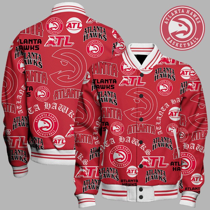 Atlanta Hawks National Basketball Association Varsity Jacket, Baseball Jacket V2 - livanniestore Store