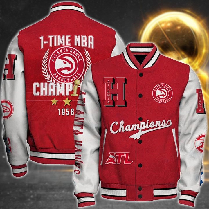 Nba Atlanta Hawks 1X Champions Print Varsity Jacket, Baseball Jacket - livanniestore Store