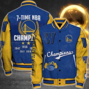 Nba Golden State Warriors 7X Champions Print Varsity Jacket, Baseball Jacket - livanniestore Store