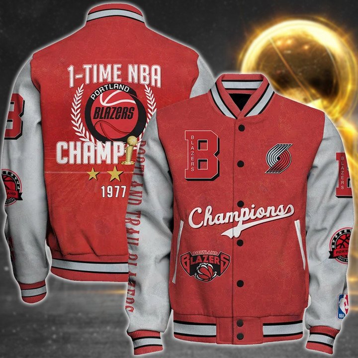 Nba Portland Trail Blazers 1X Champions Print Varsity Jacket, Baseball Jacket - livanniestore Store