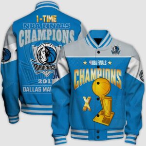 Nba Dallas Mavericks Champions Print Varsity Jacket, Baseball Jacket - livanniestore Store