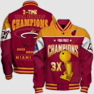 Nba Miami Heat Champions Print Varsity Jacket, Baseball Jacket - livanniestore Store