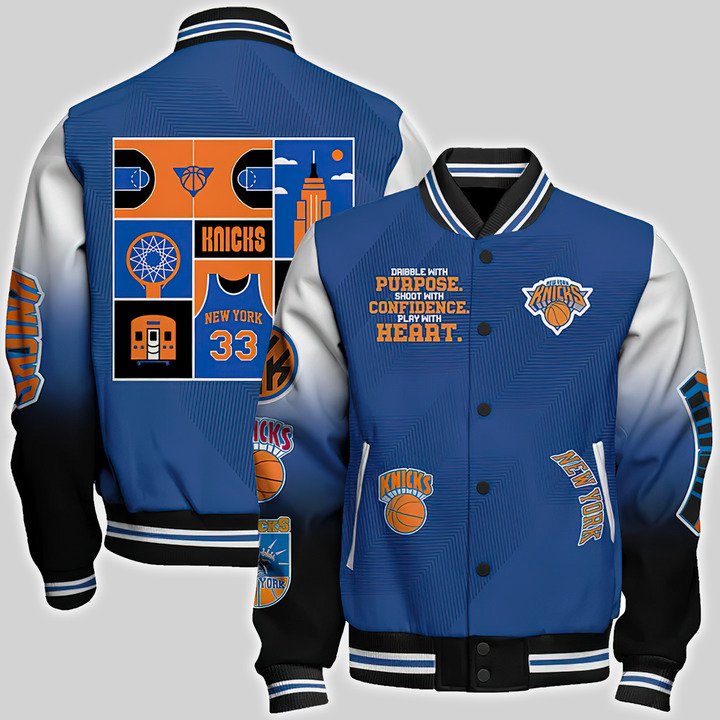 New York Knicks National Basketball Association Aop Varsity Jacket, Baseball Jacket - livanniestore Store