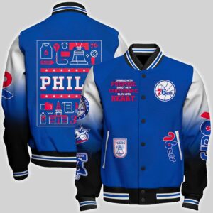Philadelphia 76Ers National Basketball Association Aop Varsity Jacket, Baseball Jacket - livanniestore Store