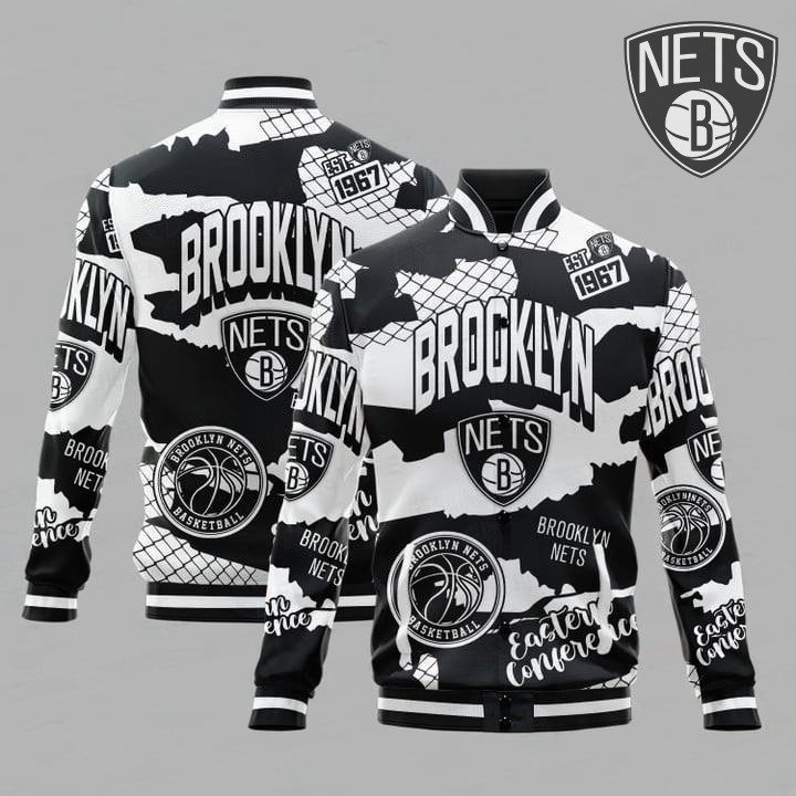 Brooklyn Nets National Basketball Association Varsity Jacket, Baseball Jacket - livanniestore Store
